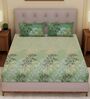 Green Leaf 144 TC Cotton King Sized Bedsheet With 2 Pillow Covers