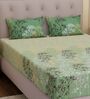 Green Leaf 144 TC Cotton King Sized Bedsheet With 2 Pillow Covers