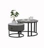 Sepang Malaysian Sintered Stone & Glass Top Coffee Table Set Of 2 In Grey Finish