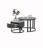 Sepang Malaysian Sintered Stone & Glass Top Coffee Table Set Of 2 In Grey Finish