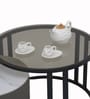 Sepang Malaysian Sintered Stone & Glass Top Coffee Table Set Of 2 In Grey Finish