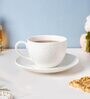 Serena Floral 250ml White Ceramic Tea Cup & Saucer Set