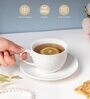 Serena Floral 250ml White Ceramic Tea Cup & Saucer Set