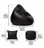 Serene 3XL Leatherette Bean Bag With Beans With Footrest & Cushion In Black with Pink Piping Serene 3XL Leatherette Bean Bag With Beans With Footrest & Cushion In Black with Pink Piping