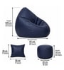Serene 3XL Leatherette Bean Bag With Beans With Footrest & Cushion In Blue Colour Serene 3XL Leatherette Bean Bag With Beans With Footrest & Cushion In Blue Colour