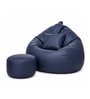 Serene 3XL Leatherette Bean Bag With Beans With Footrest & Cushion In Blue Colour Serene 3XL Leatherette Bean Bag With Beans With Footrest & Cushion In Blue Colour