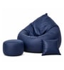Serene 3XL Leatherette Bean Bag With Beans With Footrest & Cushion In Blue Colour Serene 3XL Leatherette Bean Bag With Beans With Footrest & Cushion In Blue Colour