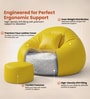 Serene 3XL Leatherette Bean Bag With Beans With Footrest & Cushion In Yellow Colour Serene 3XL Leatherette Bean Bag With Beans With Footrest & Cushion In Yellow Colour