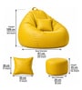 Serene 3XL Leatherette Bean Bag With Beans With Footrest & Cushion In Yellow Colour Serene 3XL Leatherette Bean Bag With Beans With Footrest & Cushion In Yellow Colour