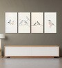 Bird Art Set of 4 Canvas Wall Painting Black Frame