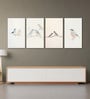 Bird Art Set of 4 Canvas Wall Painting Black Frame
