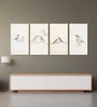 Bird Art Set of 4 Canvas Wall Painting Gold Frame