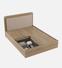 Serene King Size Bed With Box Floor Storage In Santana Oak & Bamboo Flute Finish