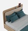 Serene King Size Bed With Box Floor Storage In Santana Oak & Bamboo Flute Finish