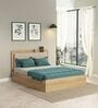 Serene King Size Bed With Hydraulic Storage In Santana Oak & Bamboo Flute Finish