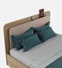 Serene King Size Bed With Hydraulic Storage In Santana Oak & Bamboo Flute Finish