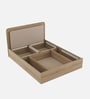 Serene King Size Bed With Hydraulic Storage In Santana Oak & Bamboo Flute Finish