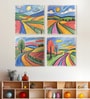 Landscape Canvas Wall Painting Set of 4 Gold Frame