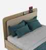 Serene Queen Size Bed With Hydraulic Storage In Santana Oak & Bamboo Flute Finish