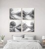 Tree Art Set of 4 Canvas Printed Wall Painting Gold Frame