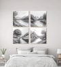 Tree Art Set of 4 Canvas Printed Wall Painting Gold Frame