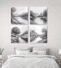 Tree Art Set of 4 Canvas Printed Wall Painting White Frame