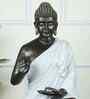 Serene Seated Black & White Buddha Statue Elegant Decorative Idol