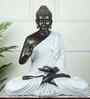 Serene Seated Black & White Buddha Statue Elegant Decorative Idol