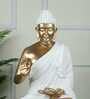 Serene Seated White & Gold Buddha Statue Elegant Decorative Idol