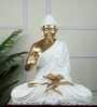 Serene Seated White & Gold Buddha Statue Elegant Decorative Idol
