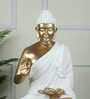 Serene Seated White & Gold Buddha Statue Elegant Decorative Idol Serene Seated White & Gold Buddha Statue Elegant Decorative Idol