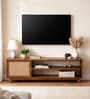 Serene Sheesham Wood Open Shelf TV Console In Provincial Teak Finish