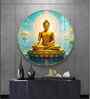 Serene Sunlit Buddha Acrylic Round Wall Art