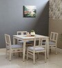 Serengeti Solid Wood 4 Seater Dining Set In Whitewash Finish