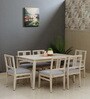 Serengeti Solid Wood 6 Seater Dining Set In Whitewash Finish