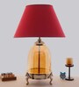 Serenity Red Shade Table Lamp With Cotton Fabric Base