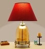 Serenity Red Shade Table Lamp With Cotton Fabric Base