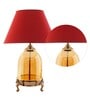 Serenity Red Shade Table Lamp With Cotton Fabric Base