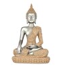 Serenity Buddha Silver & Beige Resin Figurine