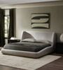Serenity Curve Suede Queen Sized Bed With Hydraulic Storage in Beige Colour