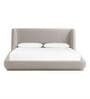 Serenity Curve Suede King Sized Bed With Hydraulic Storage in Beige Colour