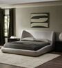 Serenity Curve Suede King Sized Bed With Hydraulic Storage in Beige Colour