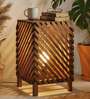 Serge Wooden Shelf Floor Lamp with Wooden Shade & Brown Base