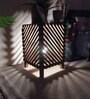 Serge Wooden Shelf Floor Lamp with Wooden Shade & Brown Base
