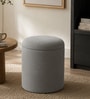 Serica Storage Velvet Pouffe In Grey Colour