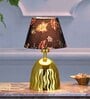 Serin Iron Table Lamp with Cotton Fabric Lampshade (Gold & White)