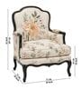 SerIna Yellow Floral Teak Wood Chair With Suede Fabric