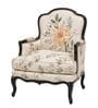 SerIna Yellow Floral Teak Wood Chair With Suede Fabric