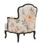 SerIna Yellow Floral Teak Wood Chair With Suede Fabric