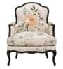SerIna Yellow Floral Teak Wood Chair With Suede Fabric